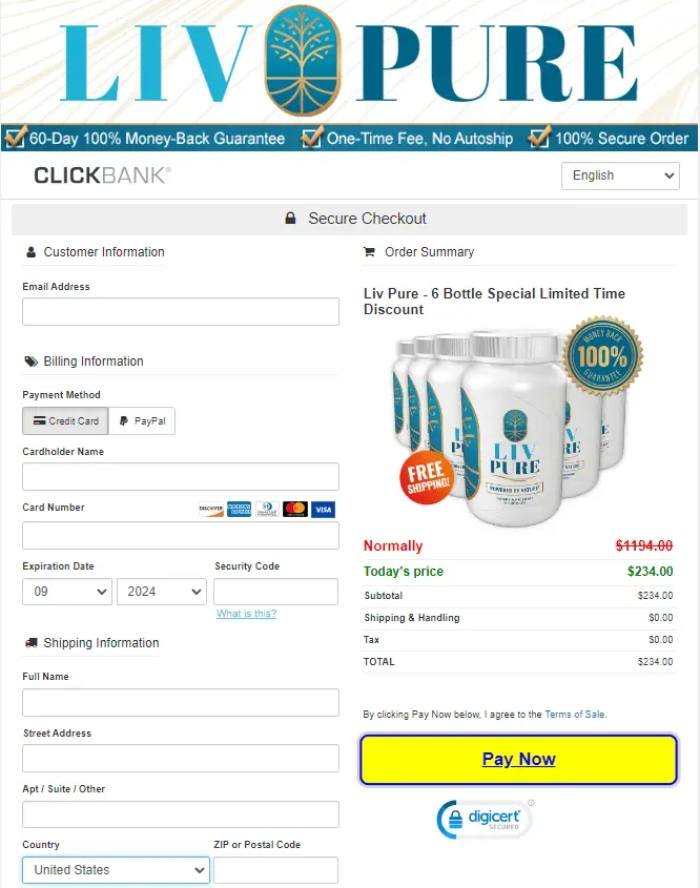 Secure checkout page with encrypted payment processing